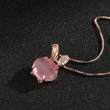 Load image into Gallery viewer, Women High Quality Natural Furong Stone Choker Necklace Pink Crystal Rabbit Pendant Rose Gold Chain Christmas Gift Jewelry
