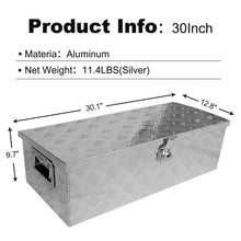 Load image into Gallery viewer, 30 Inch Tool Box Underbody Flatbox Truck Car Outdoor Trailer Pickup,RV Storage Organizer, Tools Chest Box w/Side Handle &amp; Lock Keys,Silver Aluminum 5 Bar Tread ToolBox(30.1"x12.8"x9.7")
