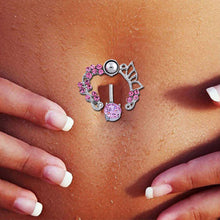 Load image into Gallery viewer, Fashion White Pink Crystal Flower Belly Navel Button Ring Medical Steel Surgical Body Piercing Jewelry
