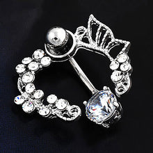 Load image into Gallery viewer, Fashion White Pink Crystal Flower Belly Navel Button Ring Medical Steel Surgical Body Piercing Jewelry
