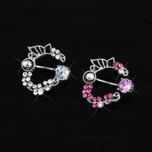 Load image into Gallery viewer, Fashion White Pink Crystal Flower Belly Navel Button Ring Medical Steel Surgical Body Piercing Jewelry
