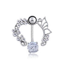 Load image into Gallery viewer, Fashion White Pink Crystal Flower Belly Navel Button Ring Medical Steel Surgical Body Piercing Jewelry
