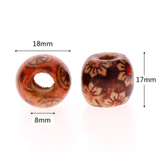 Load image into Gallery viewer, 100Pcs 17mm Mixed Painted Pattern Drum Barrel Wooden Loose Beads for Jewelry Making Hair Accessories Craft
