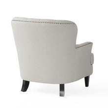 Load image into Gallery viewer, Contemporary Light Grey Fabric Club Chair and Ottoman Set, Stylish Upholstered Armchair with Matching Ottoman, Ideal for Modern Living Room Comfort and Style
