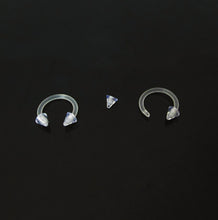 Load image into Gallery viewer, 9 Pcs Body Piercing Jewelry Clear Transparent Tongue Barbell Ring Acrylic Labret Piercing Tragus Nose Ring Eyebrow Ring
