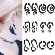 Load image into Gallery viewer, 1 Pair Black Acrylic Spiral Gauge Ear Plug Fake Stretcher Flesh Earrings Piercing Jewelry
