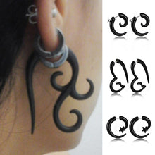 Load image into Gallery viewer, 1 Pair Black Acrylic Spiral Gauge Ear Plug Fake Stretcher Flesh Earrings Piercing Jewelry
