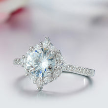 Load image into Gallery viewer, Big Shinning Diamond Zircon Crystal Ring Natural Gemstone White Sapphire Birthstone Bride Engagement Wedding Ring
