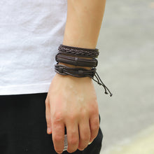 Load image into Gallery viewer, 6 Pcs/Set Men's Women's Vintage Brown PU Leather Bracelets Weaved Wristband Wrap Bangle Fashion Jewelry Gift

