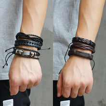 Load image into Gallery viewer, 6 Pcs/Set Men's Women's Vintage PU Leather Bracelets Weaved Wristband Wrap Bangle Fashion Jewelry Gift
