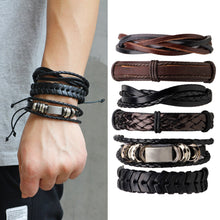 Load image into Gallery viewer, 6 Pcs/Set Men's Women's Vintage PU Leather Bracelets Weaved Wristband Wrap Bangle Fashion Jewelry Gift
