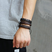 Load image into Gallery viewer, 6 Pcs/Set Men's Women's Vintage PU Leather Bracelets Weaved Wristband Wrap Bangle Fashion Jewelry Gift
