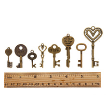 Load image into Gallery viewer, 100 Pcs Antique Bronze Assorted Key Theme Charms Pendants Set for DIY Necklace Jewelry Handmade Making Accessaries
