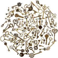 Load image into Gallery viewer, 100 Pcs Antique Bronze Assorted Key Theme Charms Pendants Set for DIY Necklace Jewelry Handmade Making Accessaries

