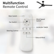 Load image into Gallery viewer, 52" Outdoor Ceiling Fan Without Light, 3 ABS Blades Farmhouse Ceiling Fan with Remote Control 6-speed Reversible DC Motor Black for Living Room, Bedroom, Kitchen
