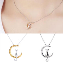 Load image into Gallery viewer, Fashion Fine 925 Silver Cats Moon Pendant Necklace Romantic Alloy Necklaces Women Jewelry Gifts Accessories
