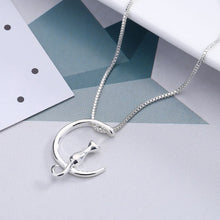 Load image into Gallery viewer, Fashion Fine 925 Silver Cats Moon Pendant Necklace Romantic Alloy Necklaces Women Jewelry Gifts Accessories
