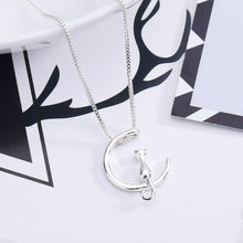 Load image into Gallery viewer, Fashion Fine 925 Silver Cats Moon Pendant Necklace Romantic Alloy Necklaces Women Jewelry Gifts Accessories
