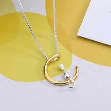 Load image into Gallery viewer, Fashion Fine 925 Silver Cats Moon Pendant Necklace Romantic Alloy Necklaces Women Jewelry Gifts Accessories
