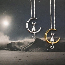Load image into Gallery viewer, Fashion Fine 925 Silver Cats Moon Pendant Necklace Romantic Alloy Necklaces Women Jewelry Gifts Accessories
