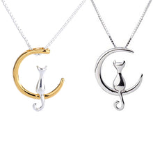 Load image into Gallery viewer, Fashion Fine 925 Silver Cats Moon Pendant Necklace Romantic Alloy Necklaces Women Jewelry Gifts Accessories
