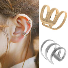 Load image into Gallery viewer, Punk Rock Ear Clip Cuff Wrap Earrings No piercing-Clip On Silver Gold Stud Earrings
