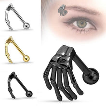 Load image into Gallery viewer, 1 PC Punk Stainless Steel Skeleton Hand Barbell Ear Cartilage Helix Ear Stud Bar Earring Piercing Jewelry
