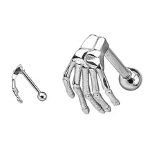 Load image into Gallery viewer, 1 PC Punk Stainless Steel Skeleton Hand Barbell Ear Cartilage Helix Ear Stud Bar Earring Piercing Jewelry
