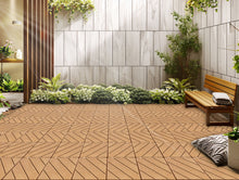Load image into Gallery viewer, Plastic Composite Deck Tiles Set of 35pcs, Composite Decking Resist Rust, Water, Weather, Easy to DIY &amp; Maintain, Ideal for Patios, Balconies, Rooftops, Decks, Indoor&amp;Outdoor, 12x12" Wood color
