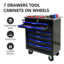 Load image into Gallery viewer, 7 DRAWERS MULTIFUNCTIONAL TOOL CART WITH WHEELS-BLACK+BLUE
