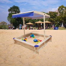 Load image into Gallery viewer, Children's Wooden Sandbox with Adjustable Canopy, Sandpit with Covers Kids Wood Playset Outdoor Backyard - Upgrade Retractable,45.3"L x 45.3"W x 46.5"H,Golden Red
