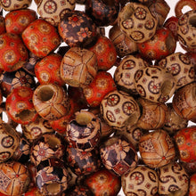 Load image into Gallery viewer, 300Pcs 10mm Mixed Painted Pattern Drum Barrel Wooden Loose Beads for Jewelry Making Hair Accessories Craft
