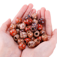 Load image into Gallery viewer, 300Pcs 10mm Mixed Painted Pattern Drum Barrel Wooden Loose Beads for Jewelry Making Hair Accessories Craft
