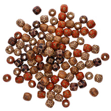 Load image into Gallery viewer, 300Pcs 10mm Mixed Painted Pattern Drum Barrel Wooden Loose Beads for Jewelry Making Hair Accessories Craft
