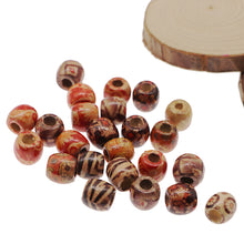 Load image into Gallery viewer, 300Pcs 10mm Mixed Painted Pattern Drum Barrel Wooden Loose Beads for Jewelry Making Hair Accessories Craft
