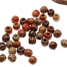 Load image into Gallery viewer, 300Pcs 10mm Mixed Painted Pattern Drum Barrel Wooden Loose Beads for Jewelry Making Hair Accessories Craft
