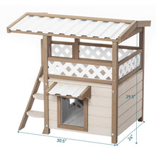Load image into Gallery viewer, Feral Cat House Outdoor Indoor Kitty Houses with Durable PVC Roof, Escape Door,Curtain and Stair,2 Story Design Perfect for Multi Cats
