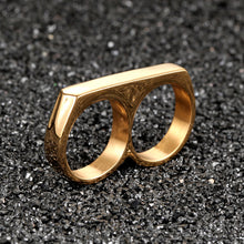 Load image into Gallery viewer, Two Fingers Double Ring Stainless Steel Men's Hip Hop Style Ring 7,8,9,10,11,12,13
