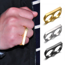 Load image into Gallery viewer, Two Fingers Double Ring Stainless Steel Men's Hip Hop Style Ring 7,8,9,10,11,12,13
