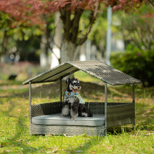 Load image into Gallery viewer, Dog Bed, Pet Bed, Pet Enclosures, Pet Outdoor Furniture, Pet Patio Furniture, Seasonal PE Wicker Pet Furniture, Dog Bed With Canopy

