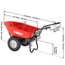 Load image into Gallery viewer, RedRock Wheelbarrow Utility Cart Electric Powered 24V DC 180W AGM Battery 330lbs (150kgs) Max Capacity Barrel Dump Material Debris Hauler
