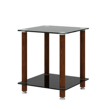 Load image into Gallery viewer, 1-Piece Black + Walnut Side Table , 2-Tier Space End Table ,Modern Night Stand, Sofa table, Side Table with Storage Shelve
