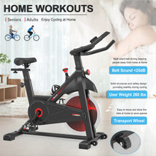 Load image into Gallery viewer, Indoor Cycling Exercise Bike Stationary, Home Gym Workout Fitness Bike with Comfortable Cusion, LCD Display and Hand Pulse
