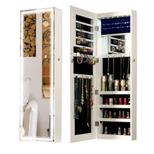 Load image into Gallery viewer, Fashion Simple Jewelry Storage Mirror Cabinet With LED Lights Can Be Hung On The Door Or Wall
