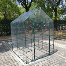 Load image into Gallery viewer, Outdoor 56" W x 56" D x 76" H Green House ,Walk-in Plant Gardening Greenhouse With 2 Tiers 8 Shelves(Transparent Cover)
