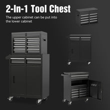 Load image into Gallery viewer, Tool Chest, 5-Drawer Rolling Tool Storage Cabinet with Detachable Top Tool Box, Liner, Universal Lockable Wheels, Adjustable Shelf, Locking Mechanism, Metal Tool Cart for Garage Workshop

