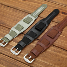 Load image into Gallery viewer, Nylon Watch Band PU Leather Strap 18mm 20mm 22mm 24mm Watch Straps
