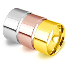 Load image into Gallery viewer, 10mm Silver/Gold/Rose Gold Band Stainless Steel Women Men's Engagement Wedding Ring
