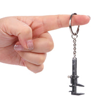 Load image into Gallery viewer, Mental Movable Vernier Caliper Ruler Model Keychain Mini Vernier Caliper Key Ring Car Turbo Key Chain Gauge Tool
