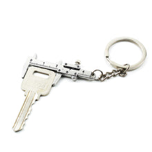 Load image into Gallery viewer, Mental Movable Vernier Caliper Ruler Model Keychain Mini Vernier Caliper Key Ring Car Turbo Key Chain Gauge Tool
